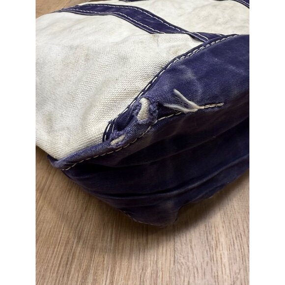 Vintage 80s LL Bean Canvas Tote Bag With Navy Straps Sawtooth Label 15" x10" Sho - Picture 8 of 10